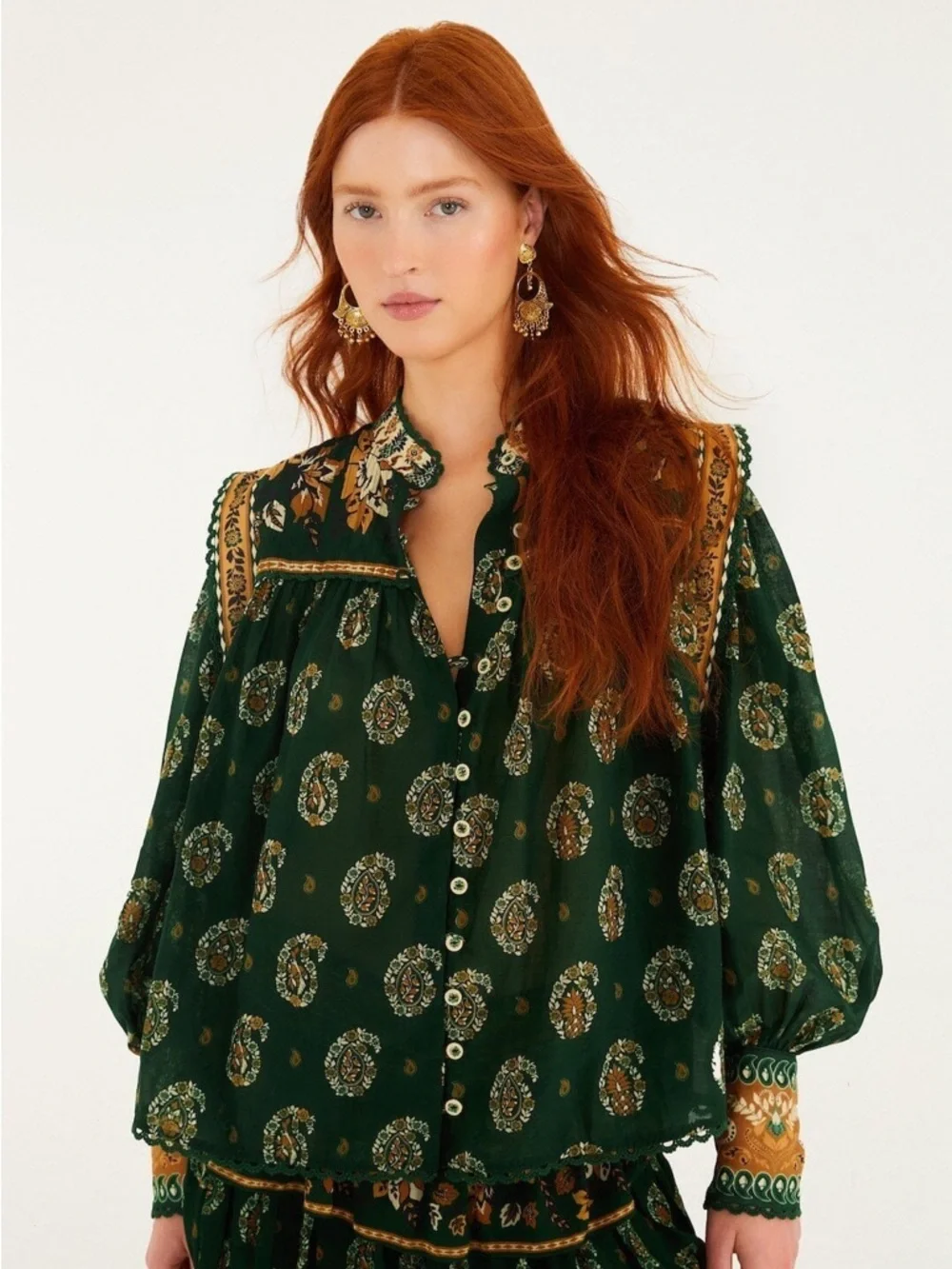 FARM Rio Tayla Green Blouse Size XXS NWT